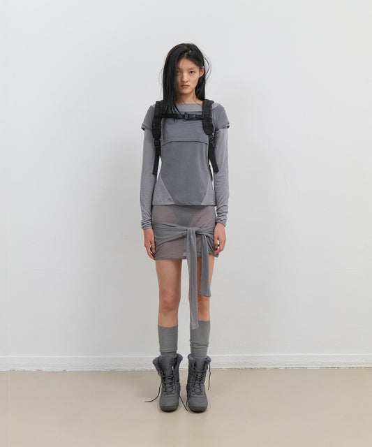 HALTER STRAP LONG SLEEVE - GREY