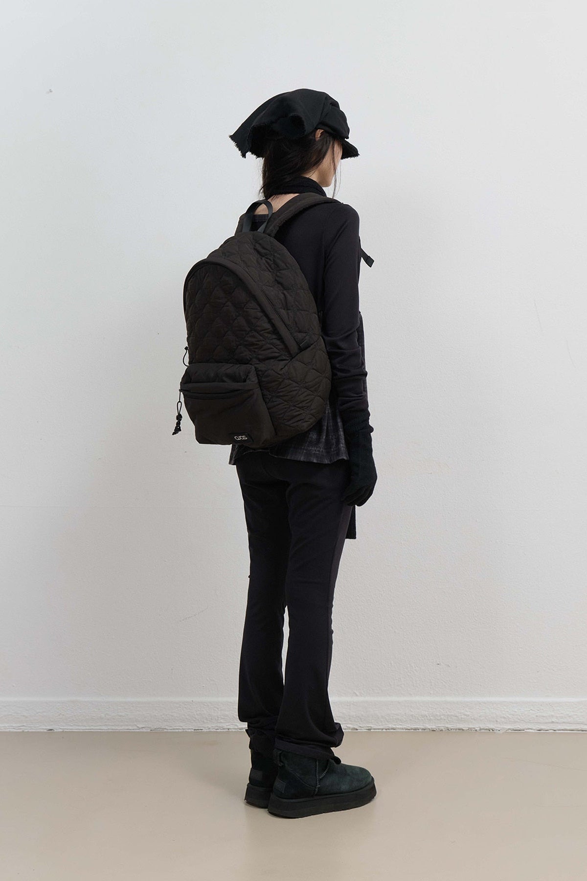 BUTTON SLIT BOOTCUT PANTS - BLACK