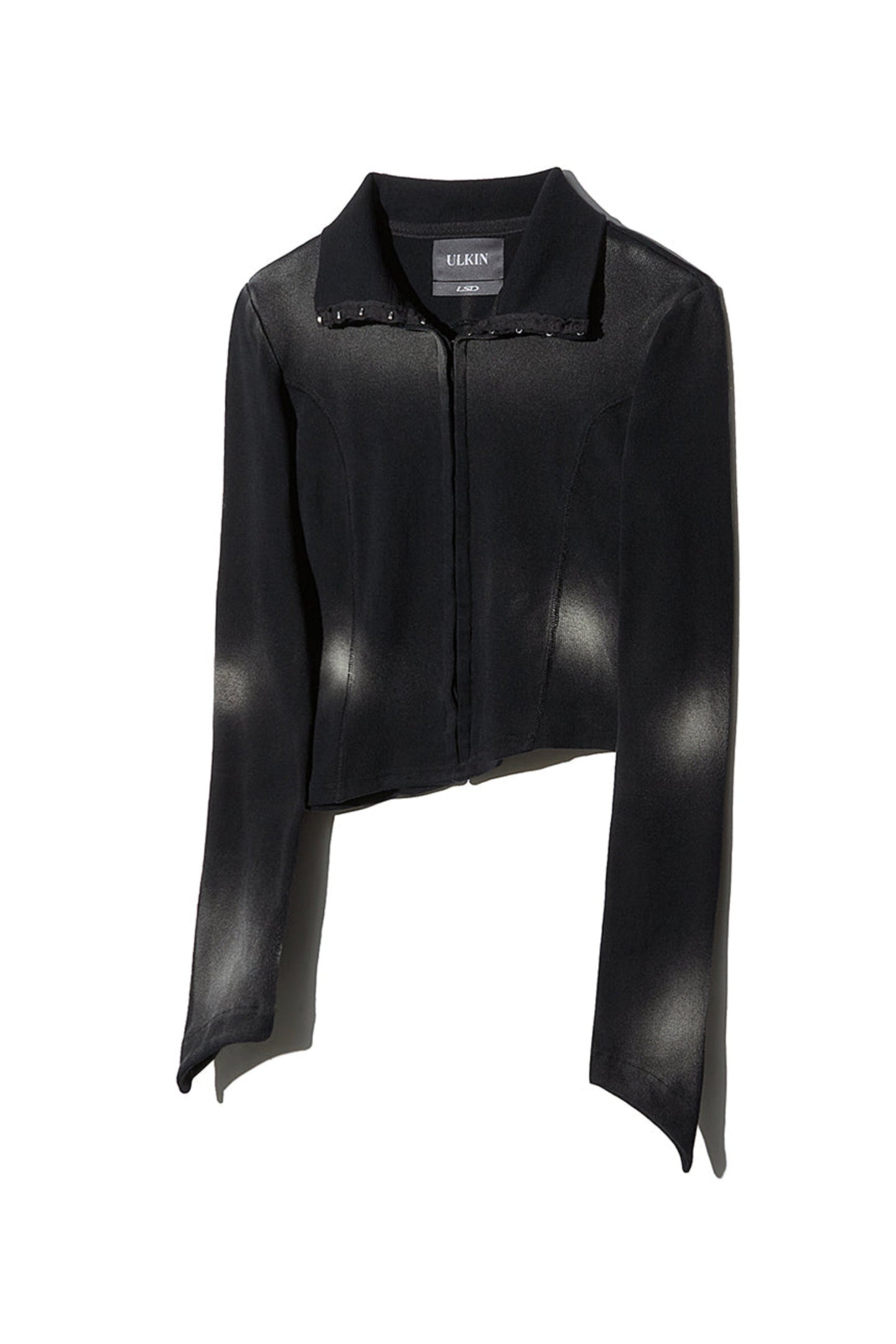 BLEACH WASHED ASYMMETRIC COTTON TOP BLACK
