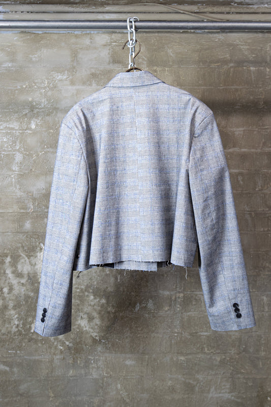 CROPPED DOUBLE-BREASTED BLAZER  — GREY