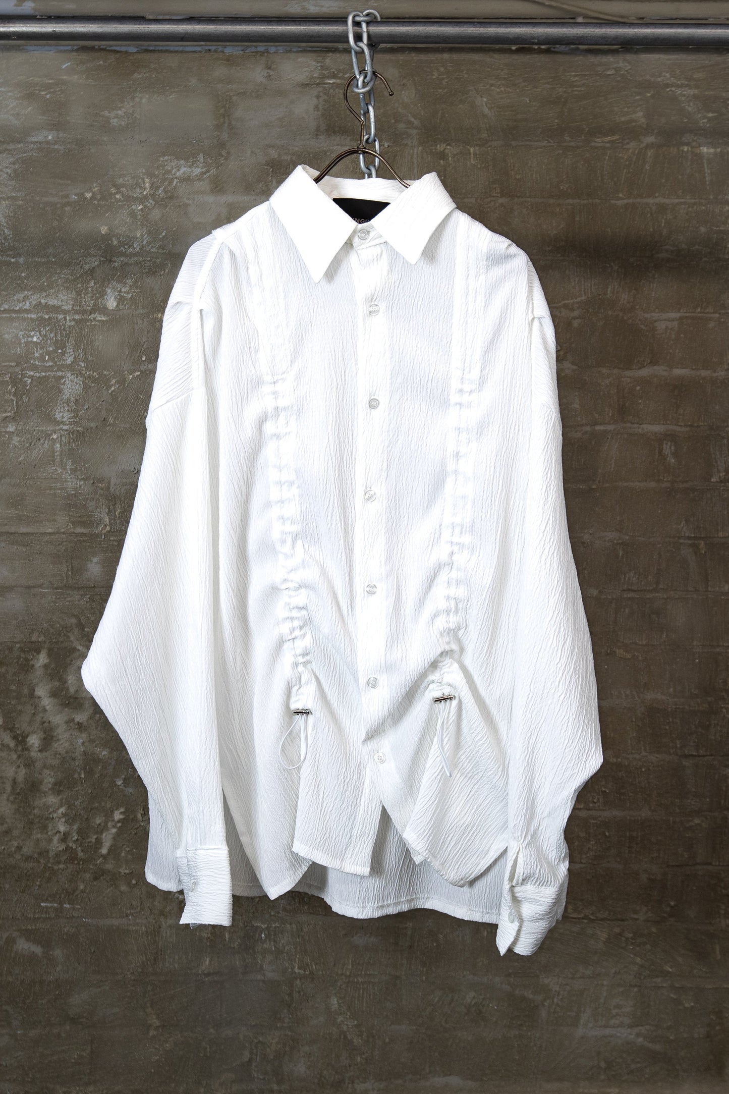 DRAWSTRING DETAIL SHIRT — WHITE