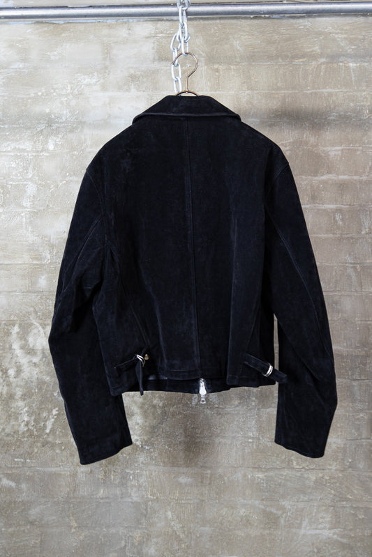 CROPPED ZIP-UP JACKET — BLACK