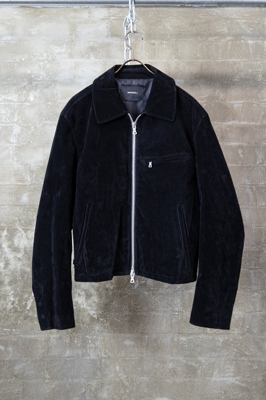 CROPPED ZIP-UP JACKET — BLACK