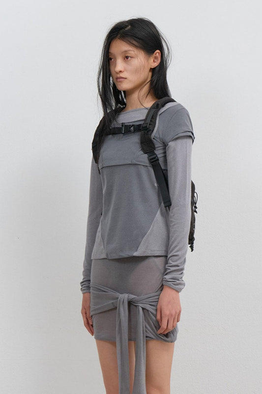 HALTER STRAP LONG SLEEVE - GREY