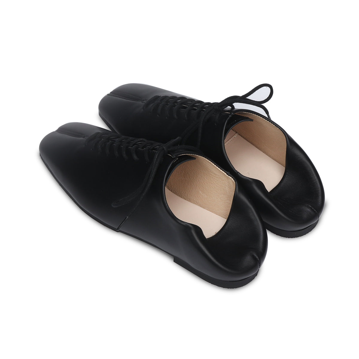 RONIN BLACK LACE UP LEATHER FLATS