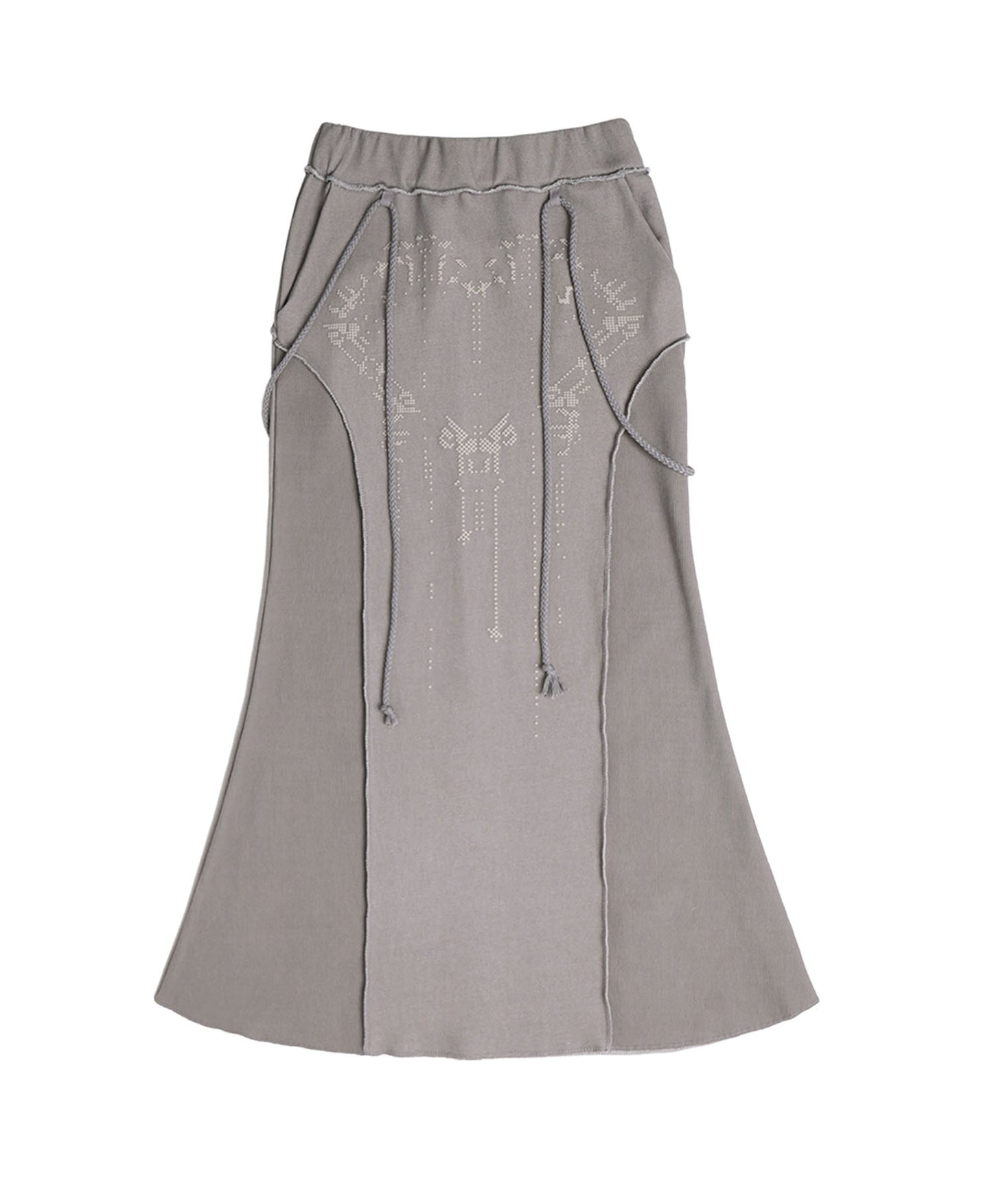 GRAPHIC MERMAID MAXI SKIRT GREY