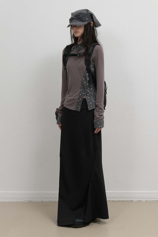 ASYMMETRIC MERMAID JERSEY SKIRT - BLACK