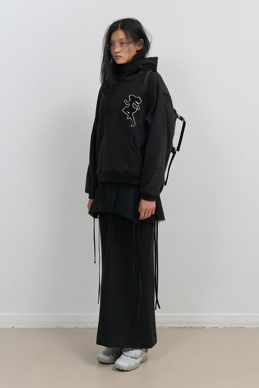 KNIT BACK HOODIE - BLACK