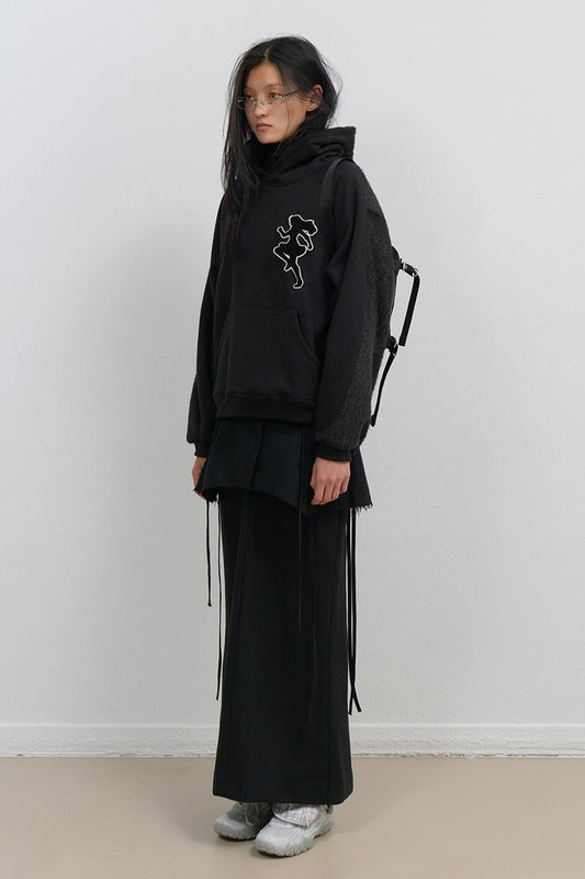 LAYERED WOOL SKIRT - BLACK