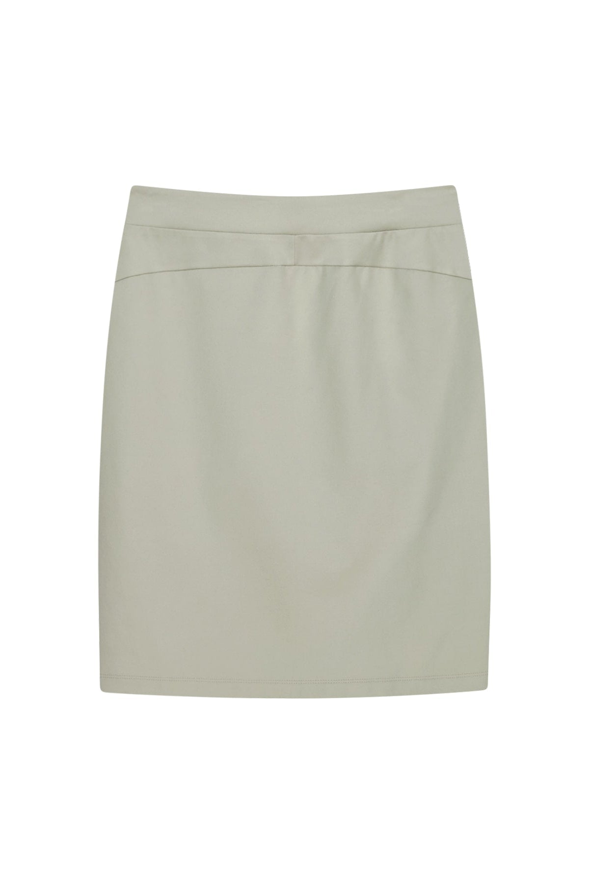 BUTTON SLIT MIDI SKIRT - MINT GREY