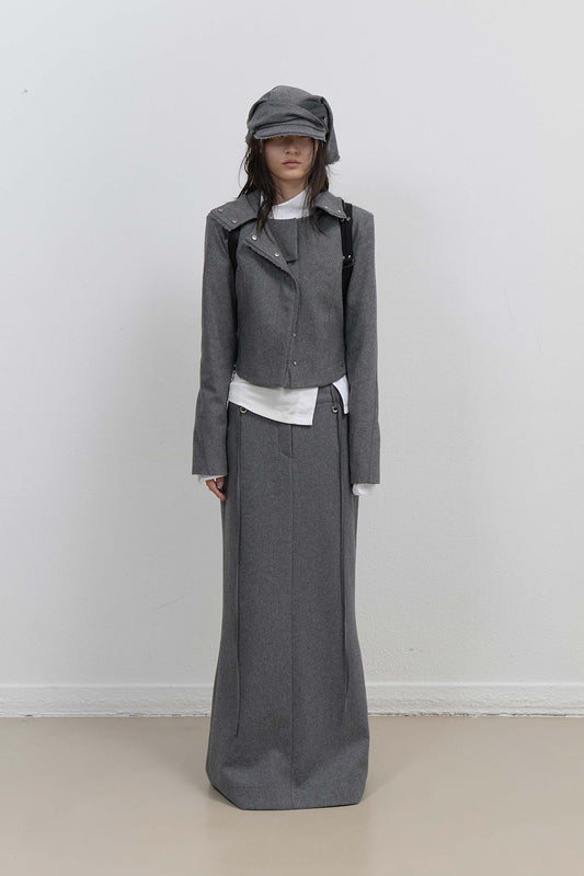 LAYERED BOLERO WOOL JACKET - GREY