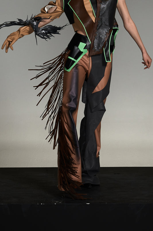 LEATHER PANEL TROUSERS