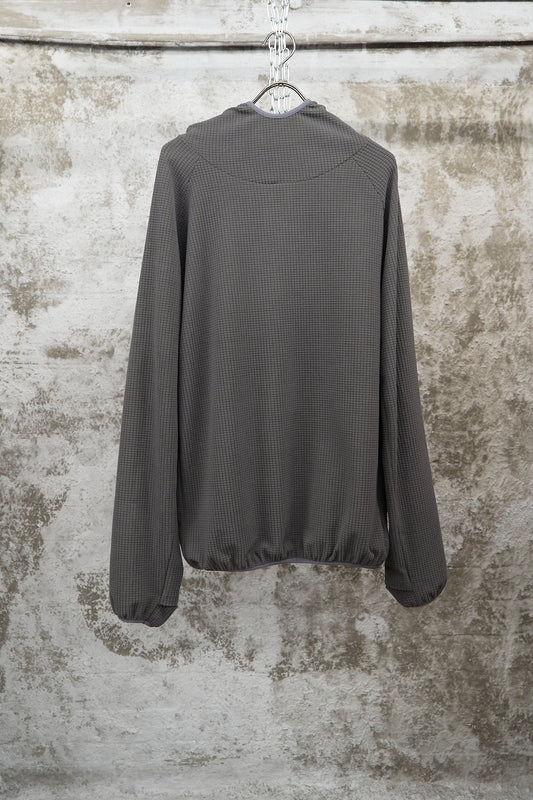 GRID-TEXTURED HOODED SWEATSHIRT - GREY