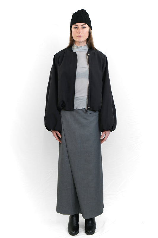 BLACK NYLON BLOUSON JACKET