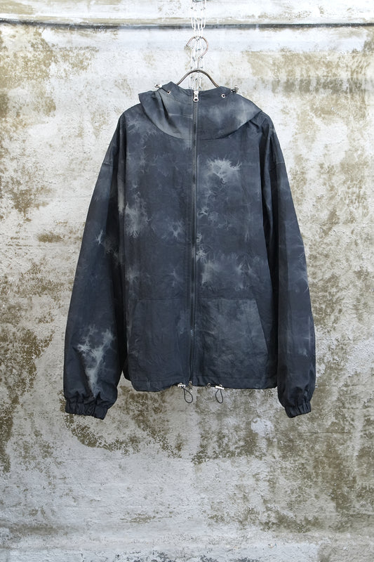 CHARCOAL HAND-DYED HOODED JACKET