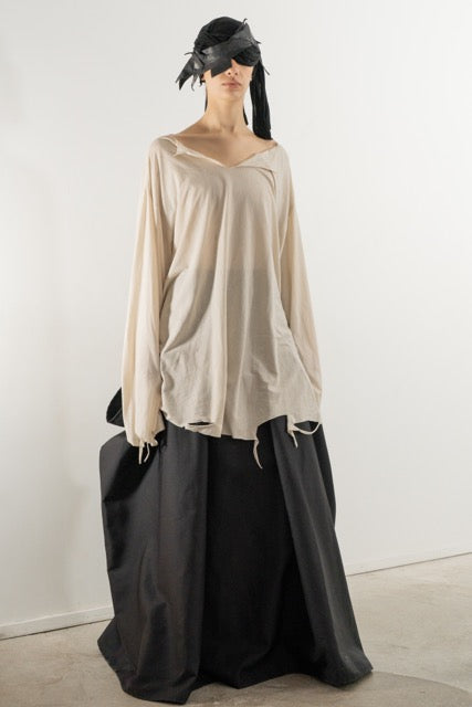 DESTROYED LONG SLEEVE TOP WHITE