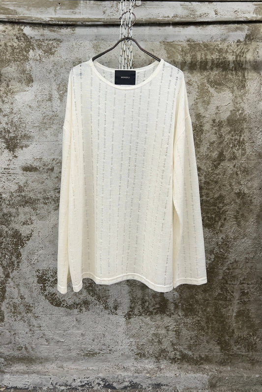 TEXTURED KNIT CREW — OFF-WHITE