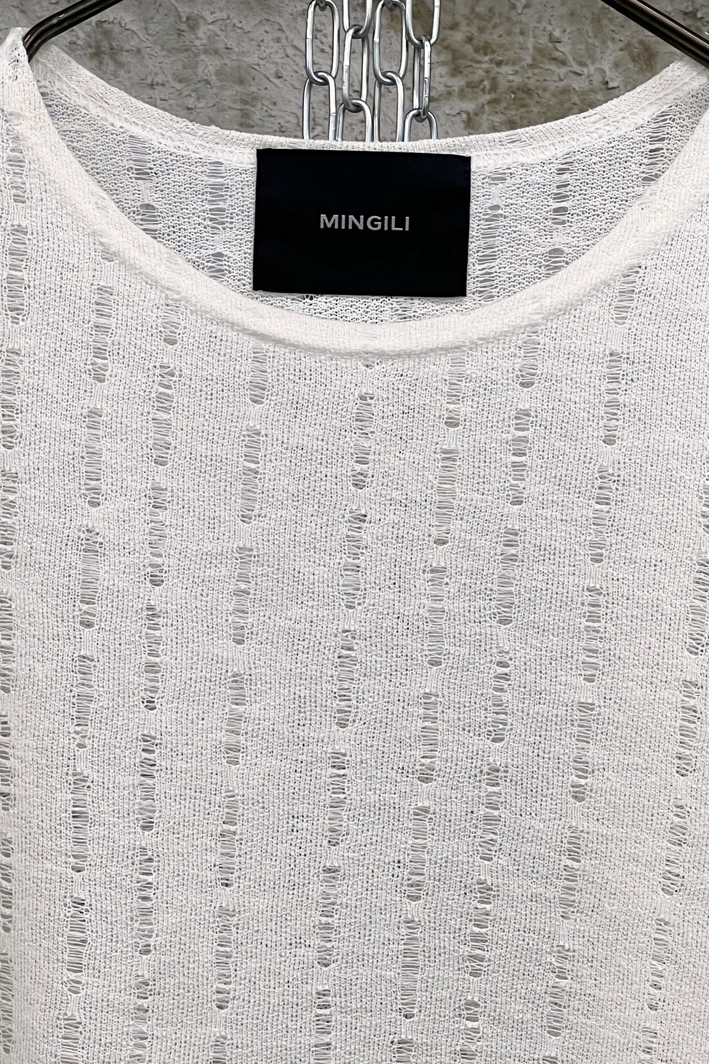 TEXTURED KNIT CREW — OFF-WHITE