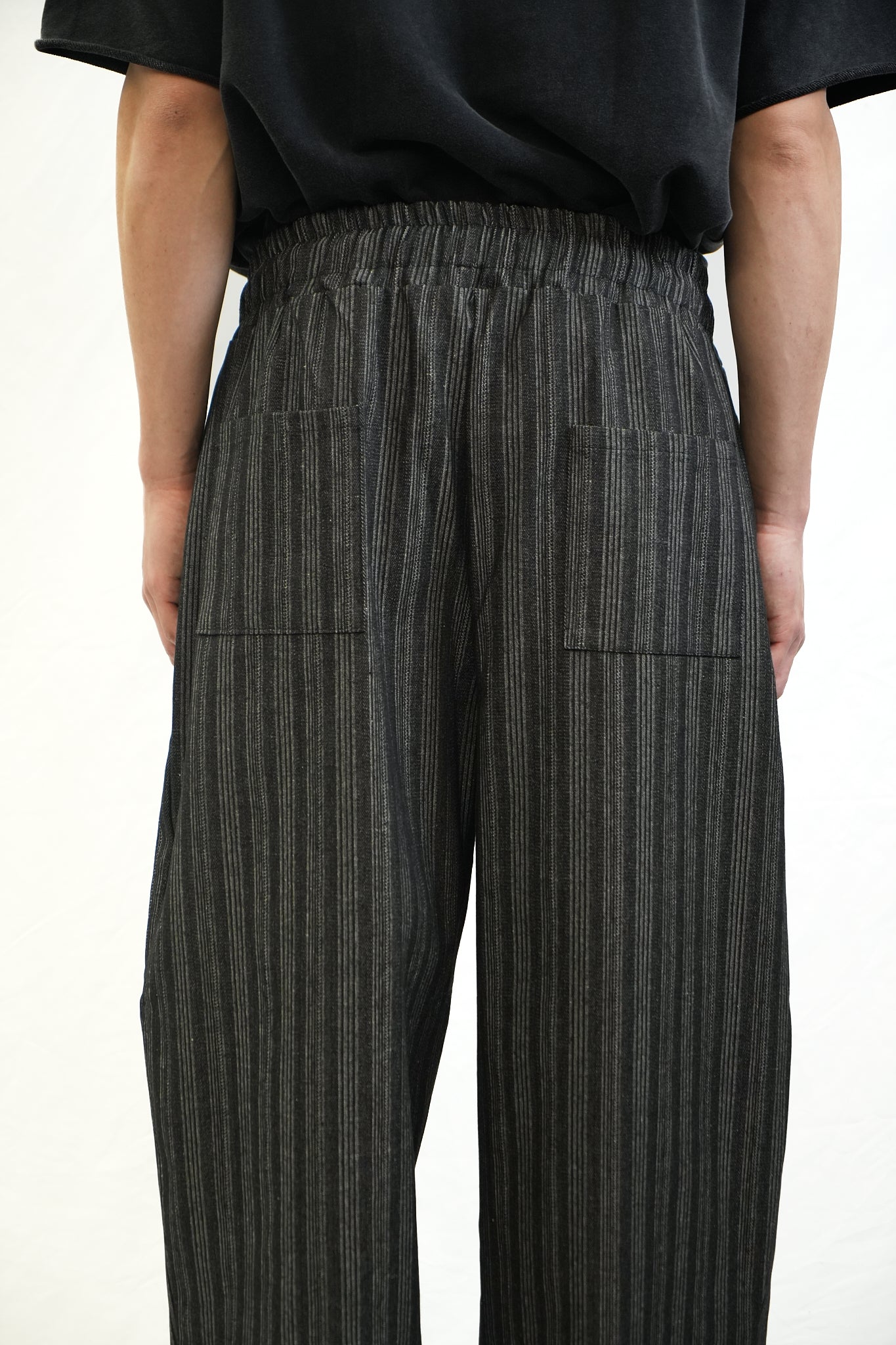 STRIPED TEXTURE DRAWSTRING PANTS