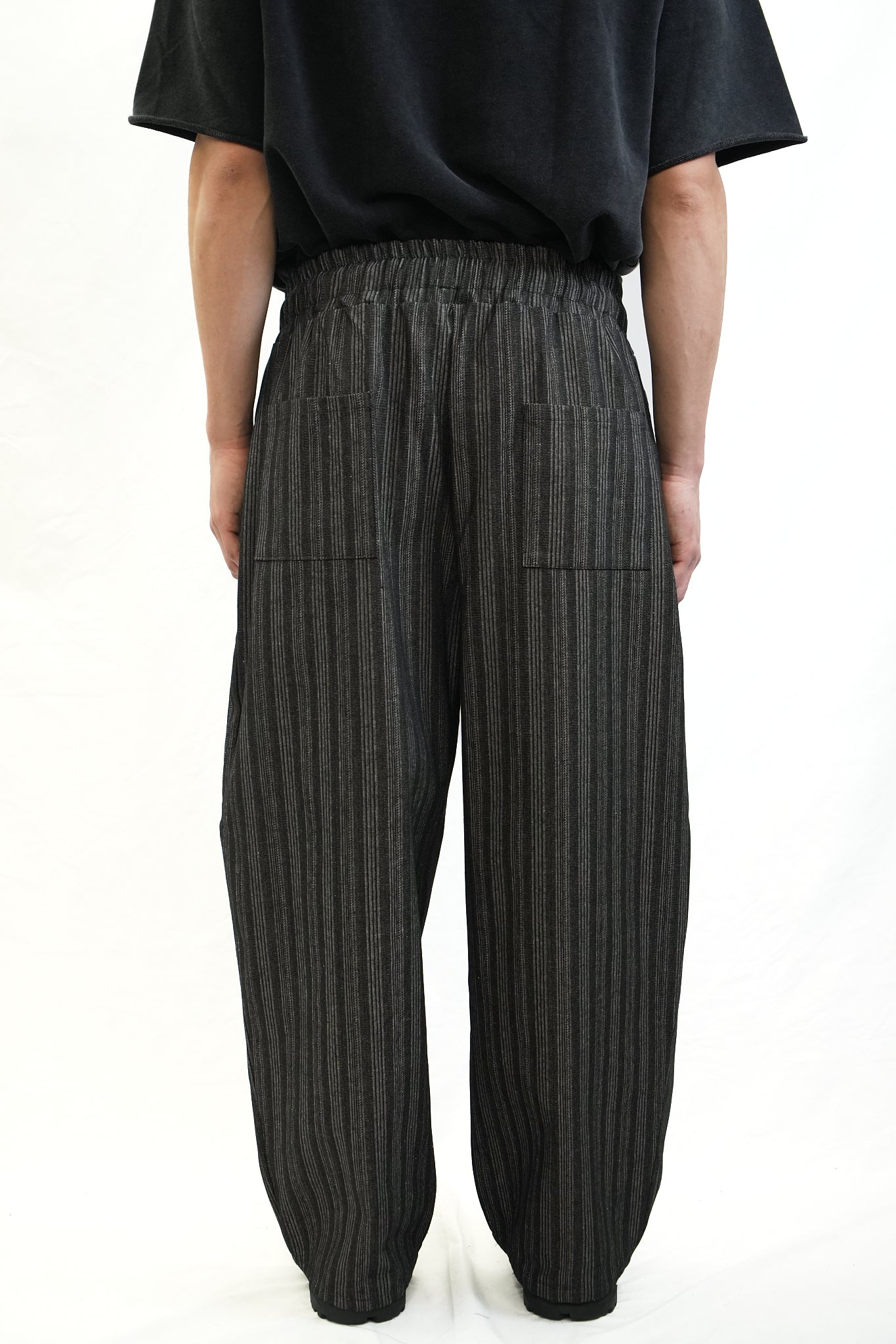STRIPED TEXTURE DRAWSTRING PANTS