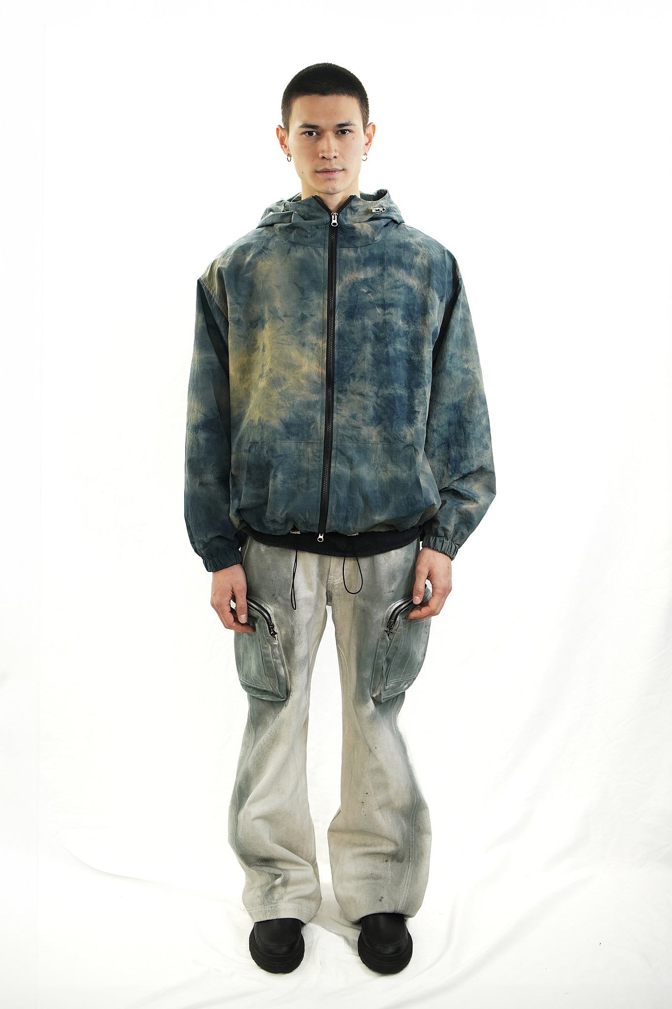 BLUE MOSS HAND-DYED HOODED JACKET