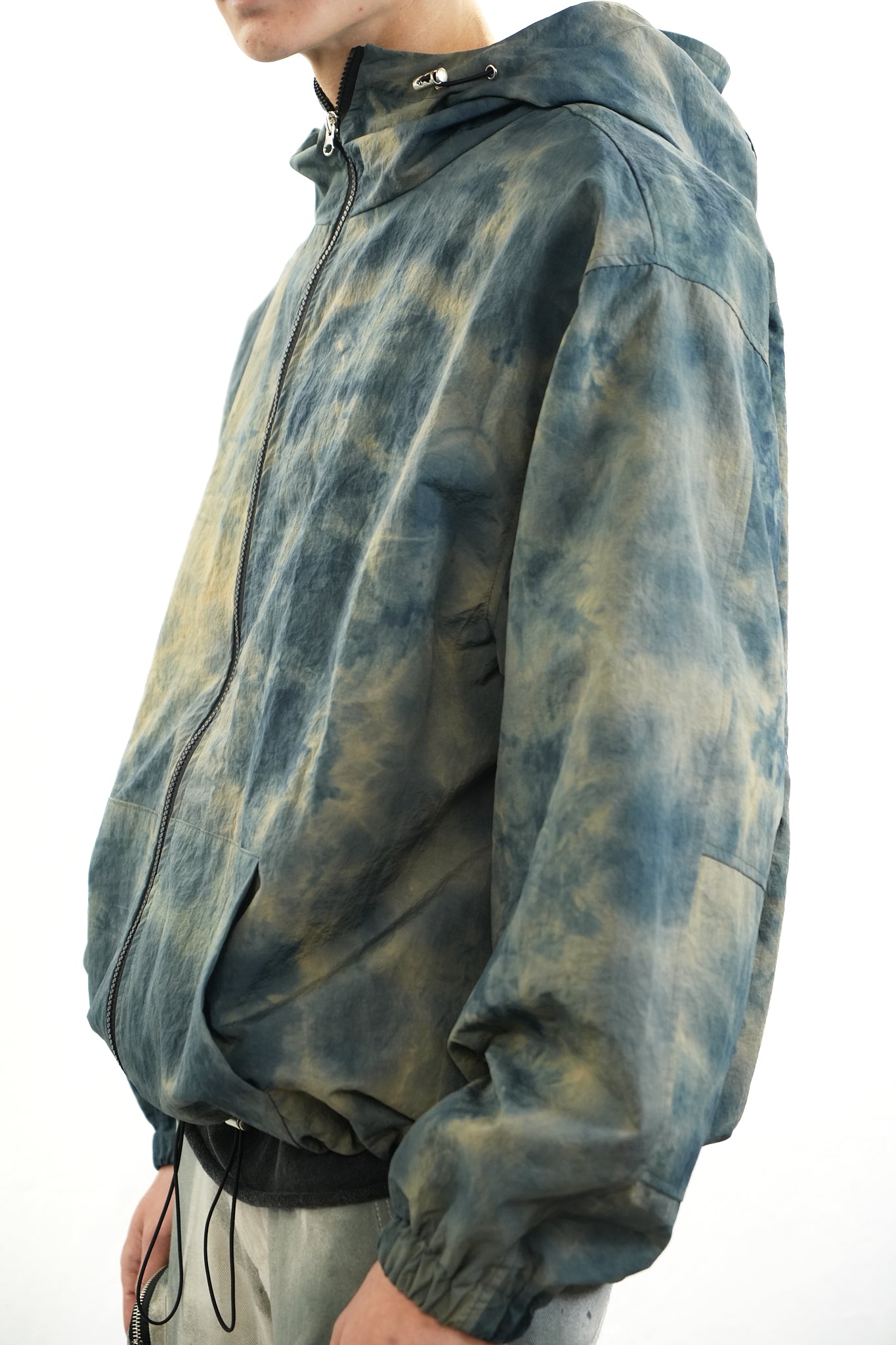 BLUE MOSS HAND-DYED HOODED JACKET