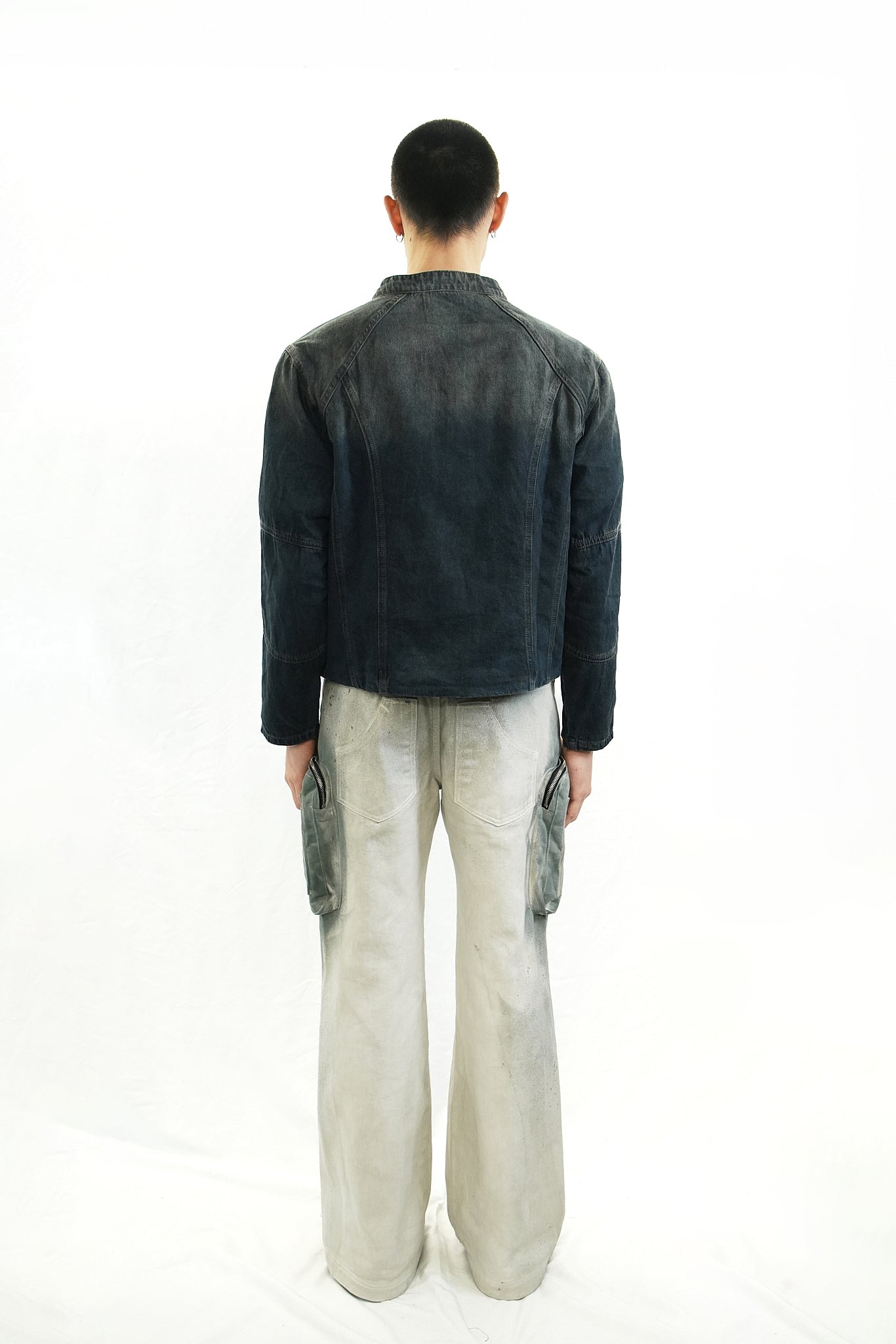 WASHED DENIM ZIP JACKET