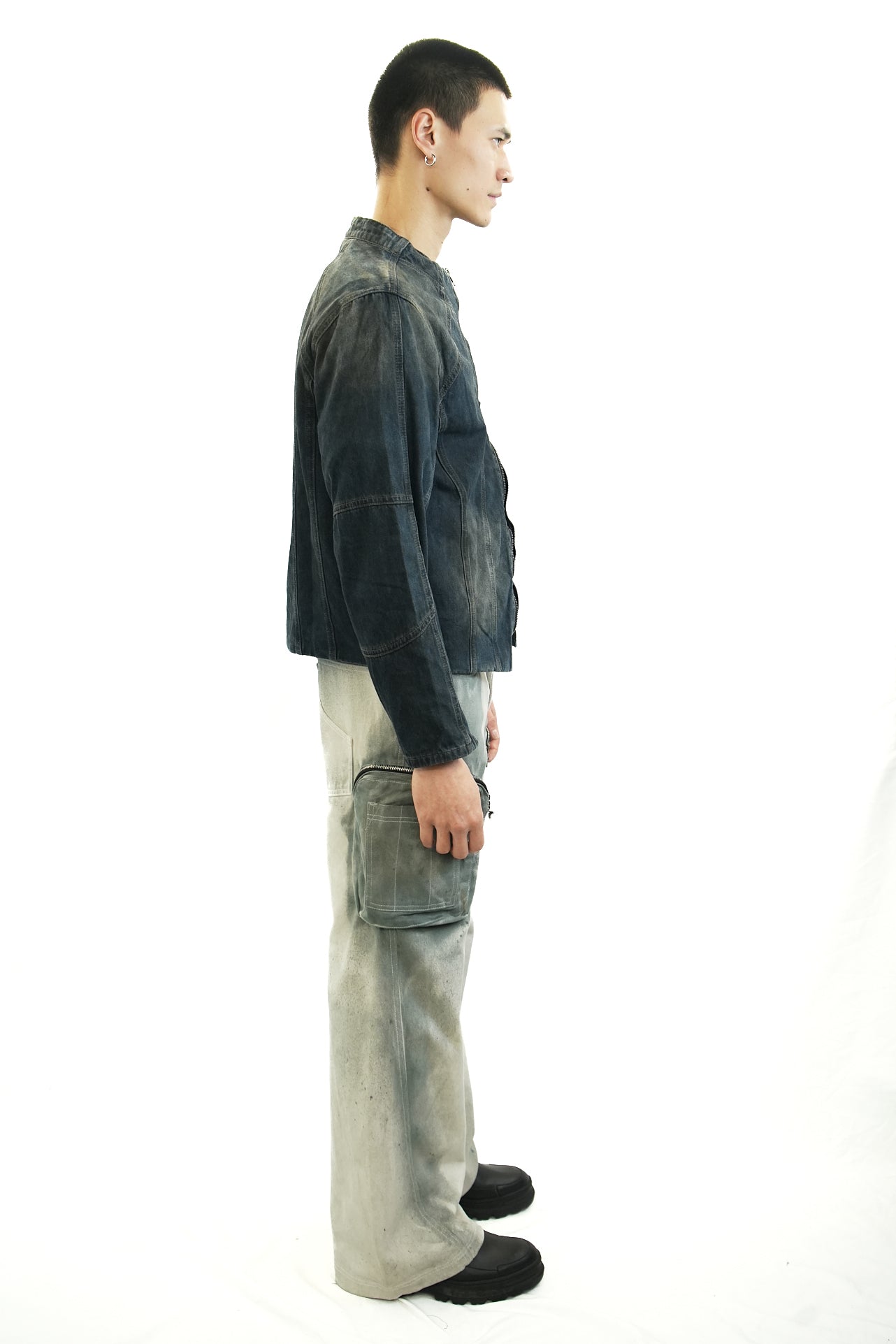 WASHED DENIM ZIP JACKET