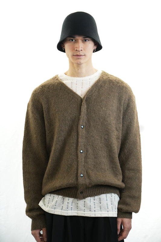 BROWN MOHAIR CARDIGAN