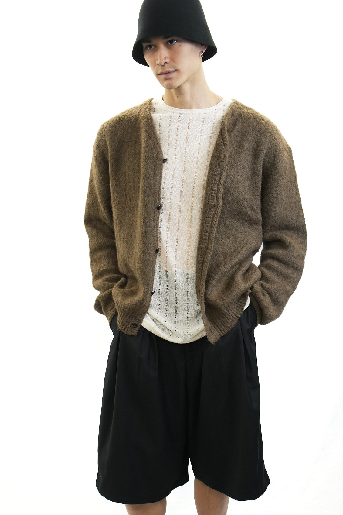 BROWN MOHAIR CARDIGAN