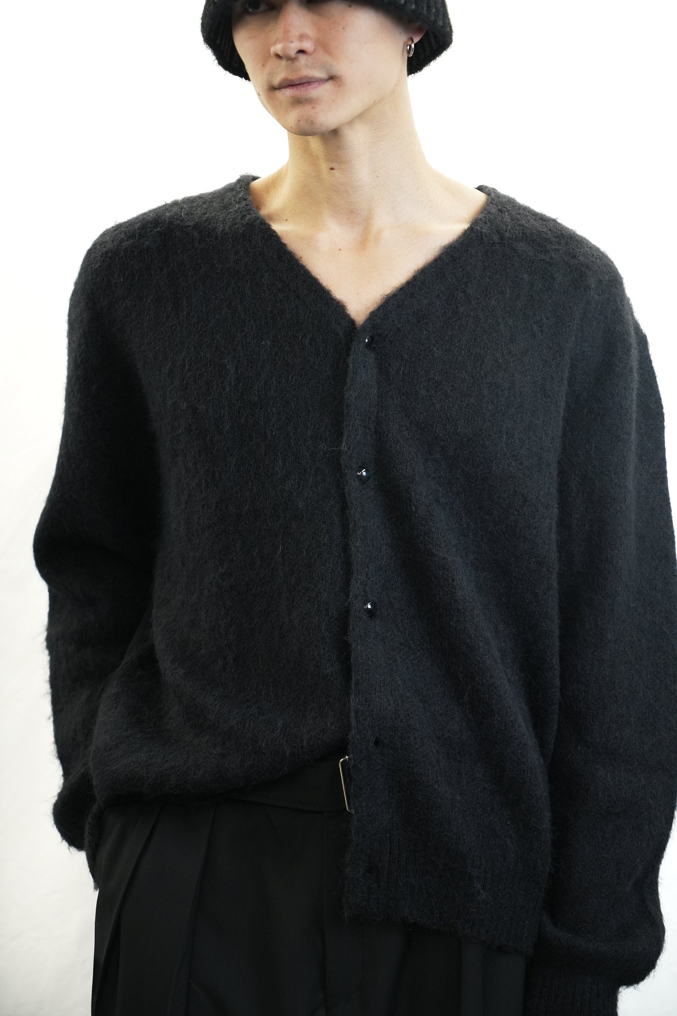 BLACK MOHAIR CARDIGAN