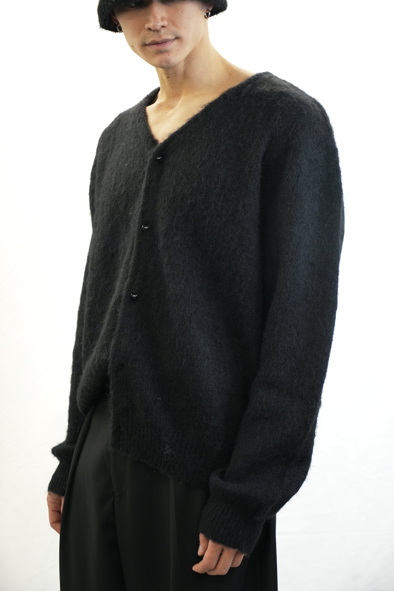 BLACK MOHAIR CARDIGAN