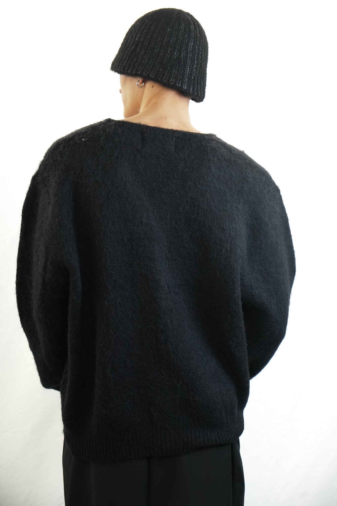 BLACK MOHAIR CARDIGAN