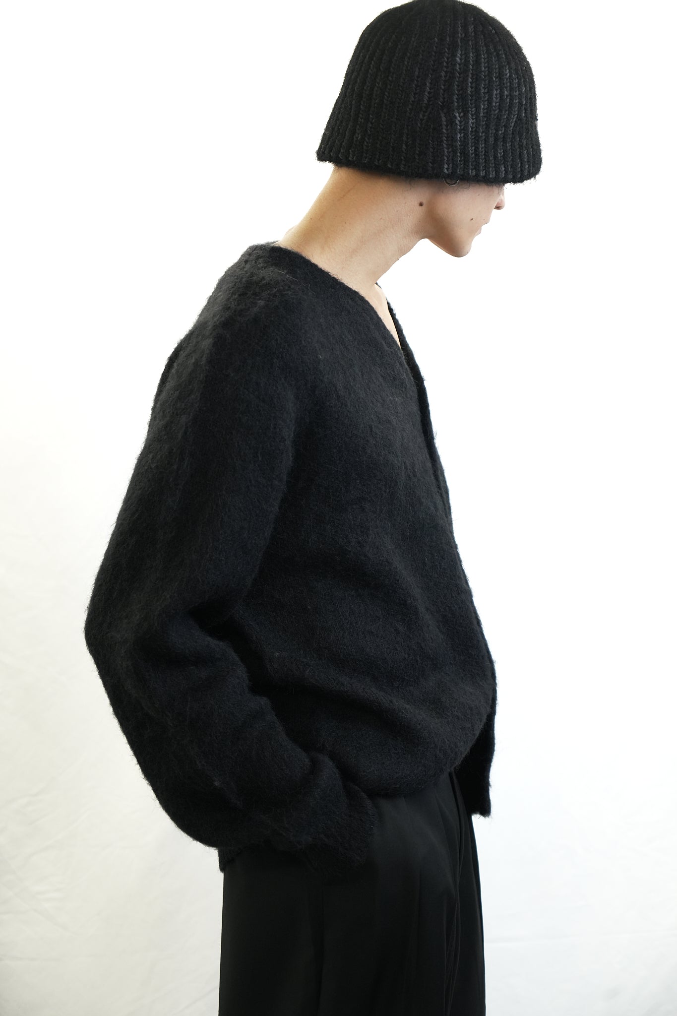 BLACK MOHAIR CARDIGAN