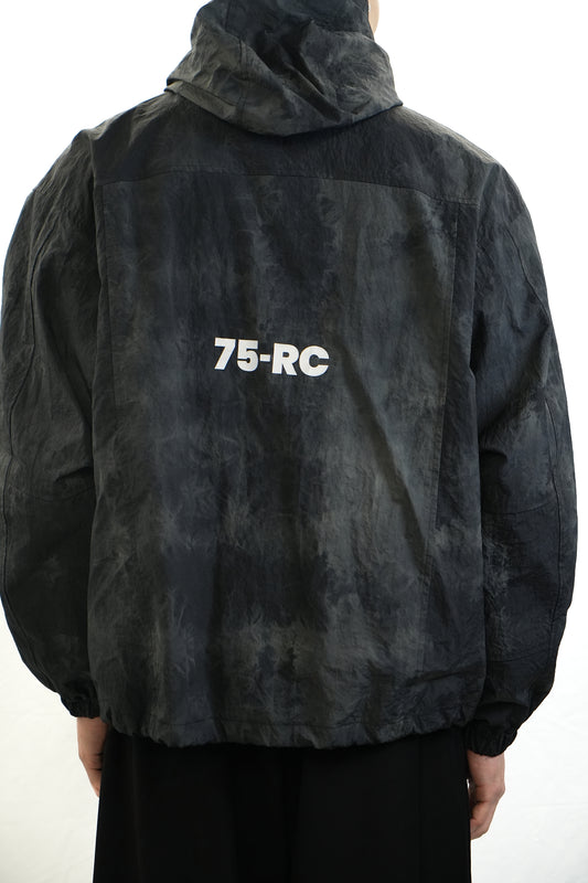 CHARCOAL HAND-DYED HOODED JACKET