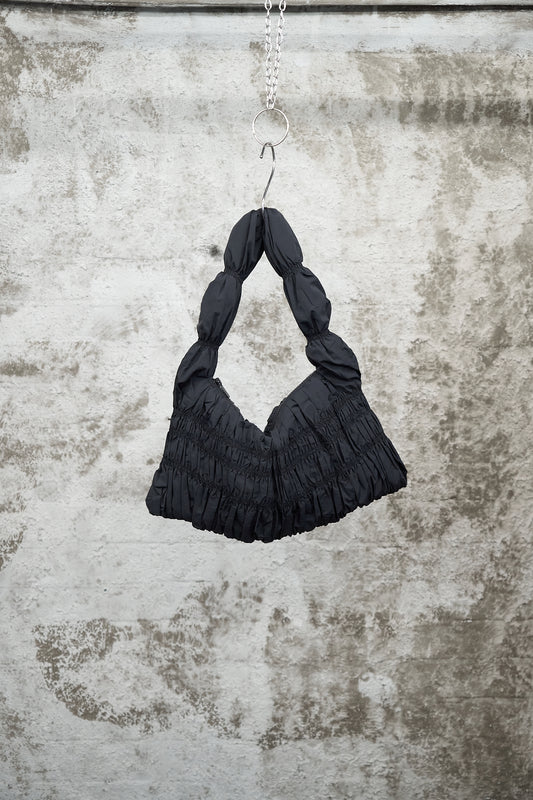 BLACK RUCHED SHOULDER BAG