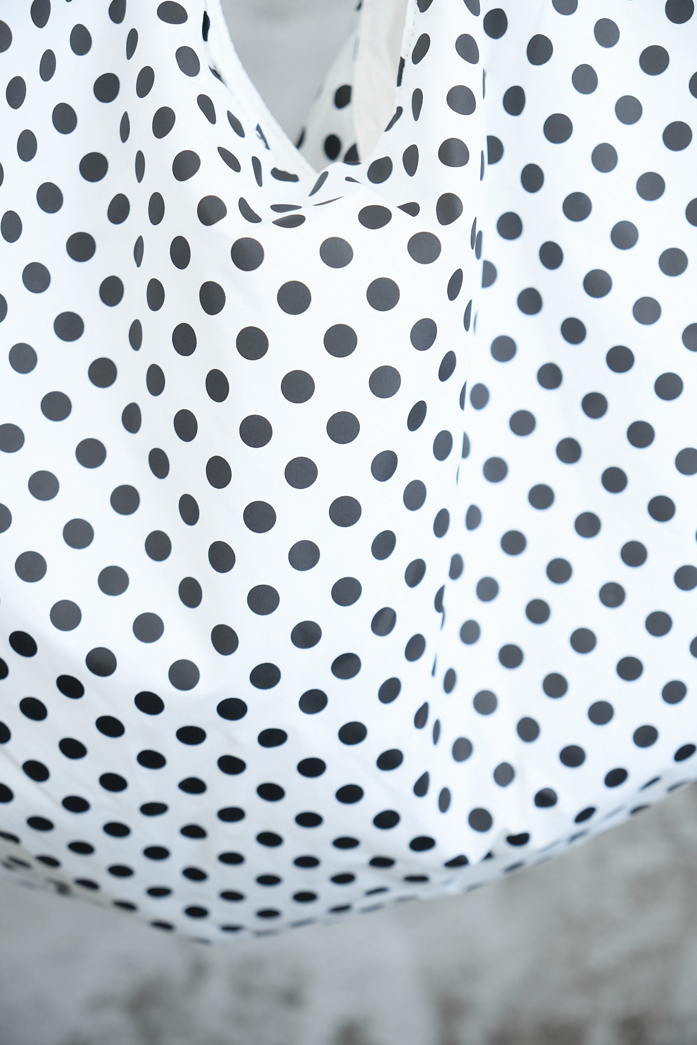 WHITE POLKA DOT TOTE BAG