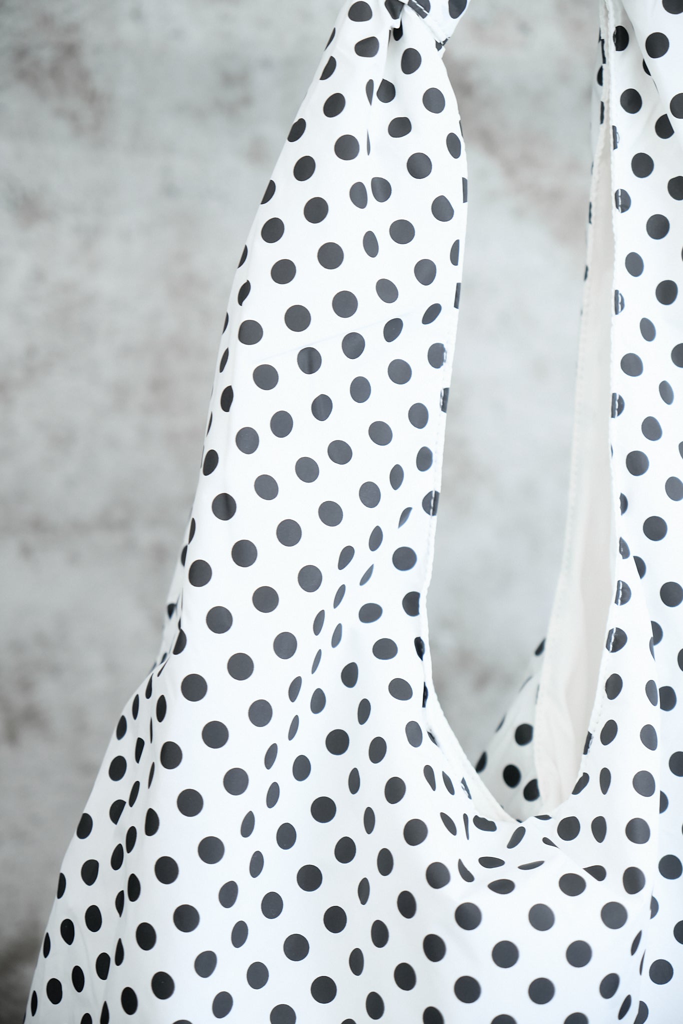 WHITE POLKA DOT TOTE BAG