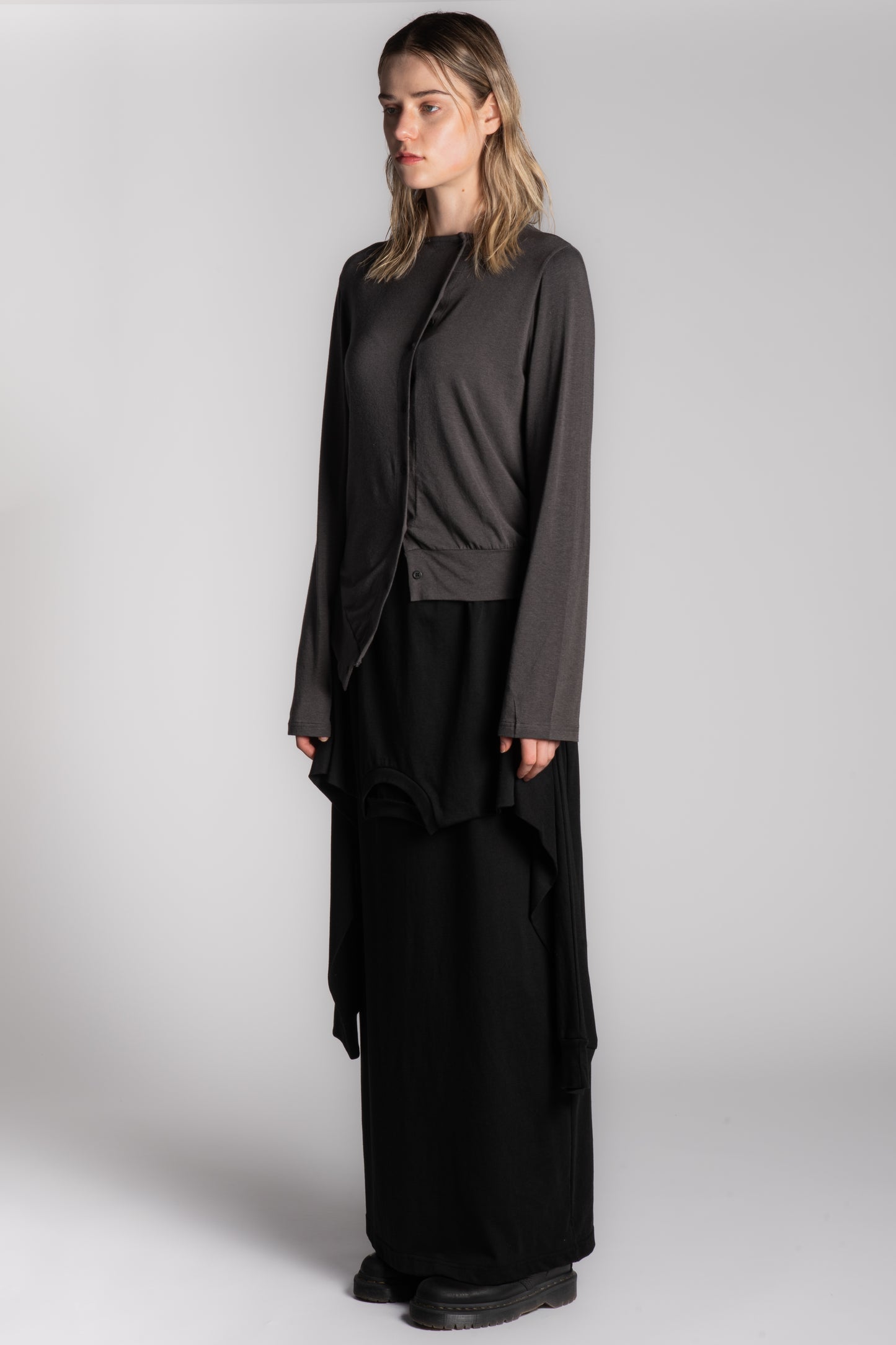 BLACK COTTON SKIRT WITH LONG SLEEVES ATTACHMENT