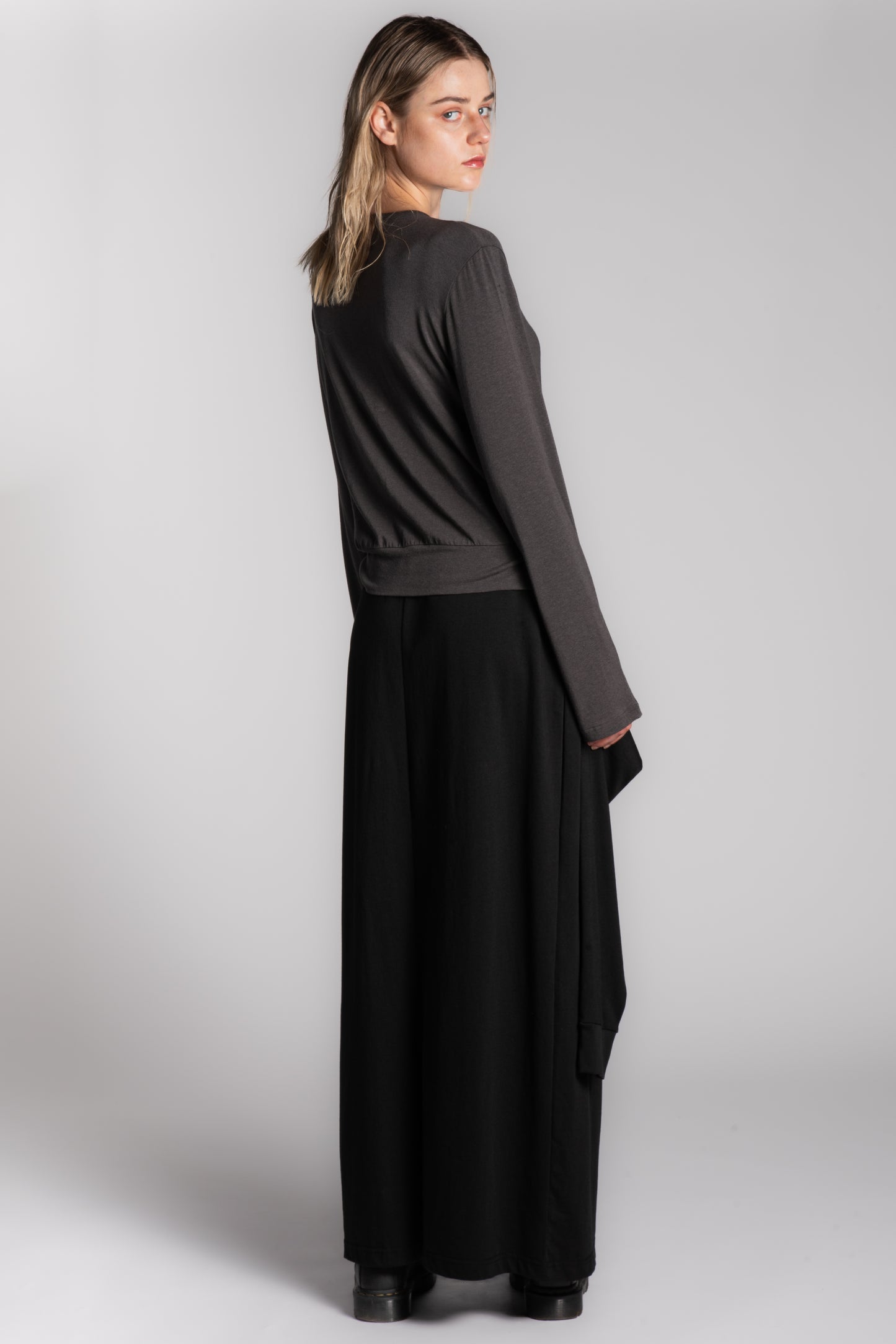 BLACK COTTON SKIRT WITH LONG SLEEVES ATTACHMENT