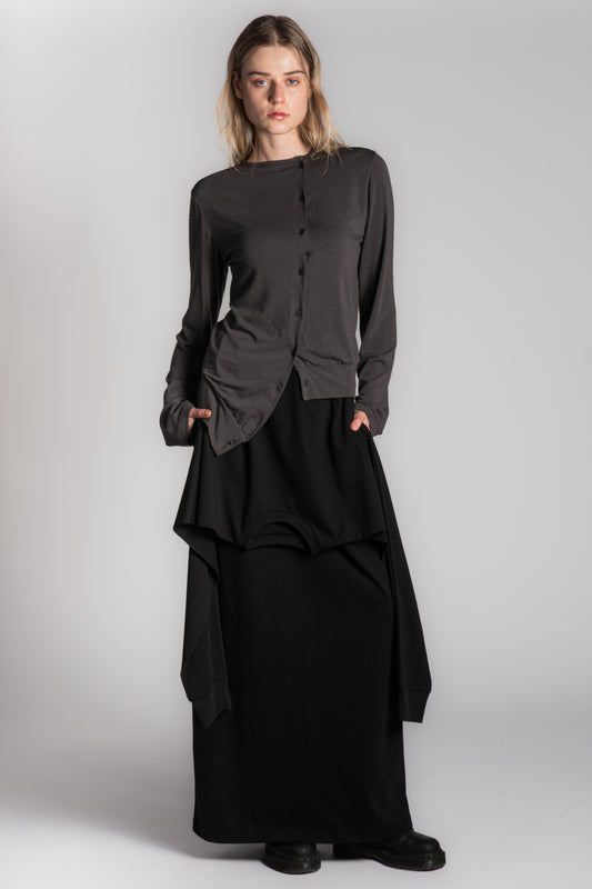 GREY ASYMMETRICAL CARDIGAN