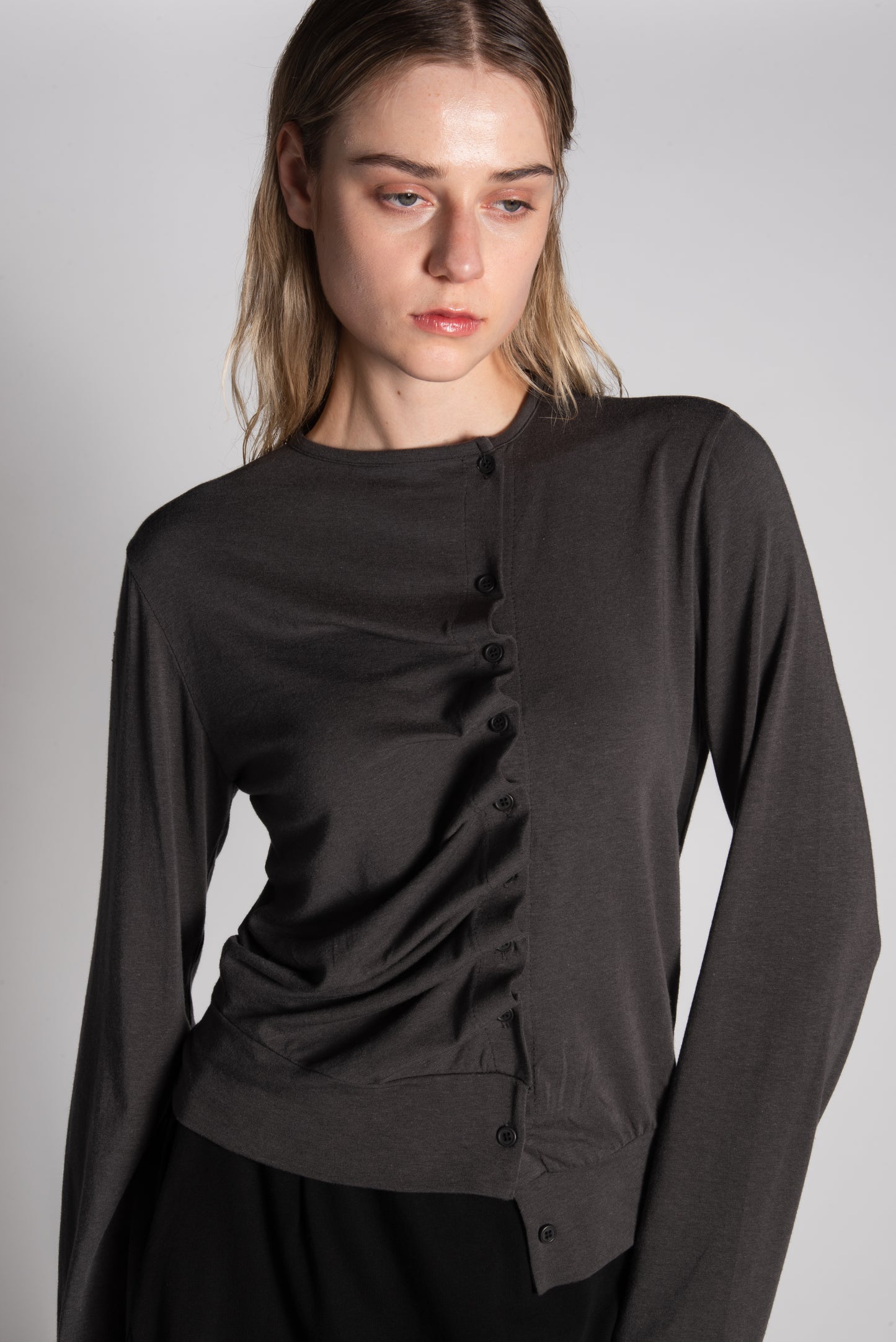 GREY ASYMMETRICAL CARDIGAN