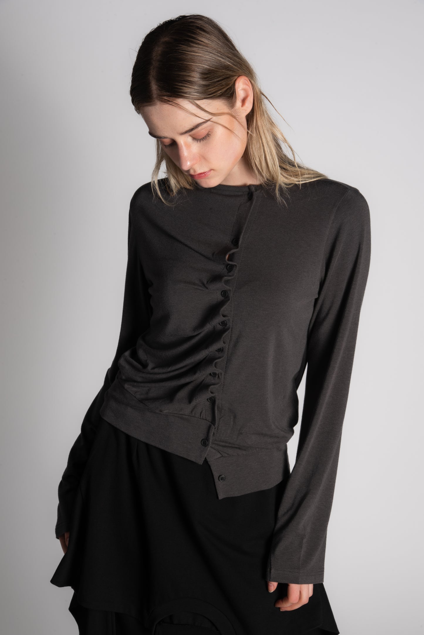 GREY ASYMMETRICAL CARDIGAN