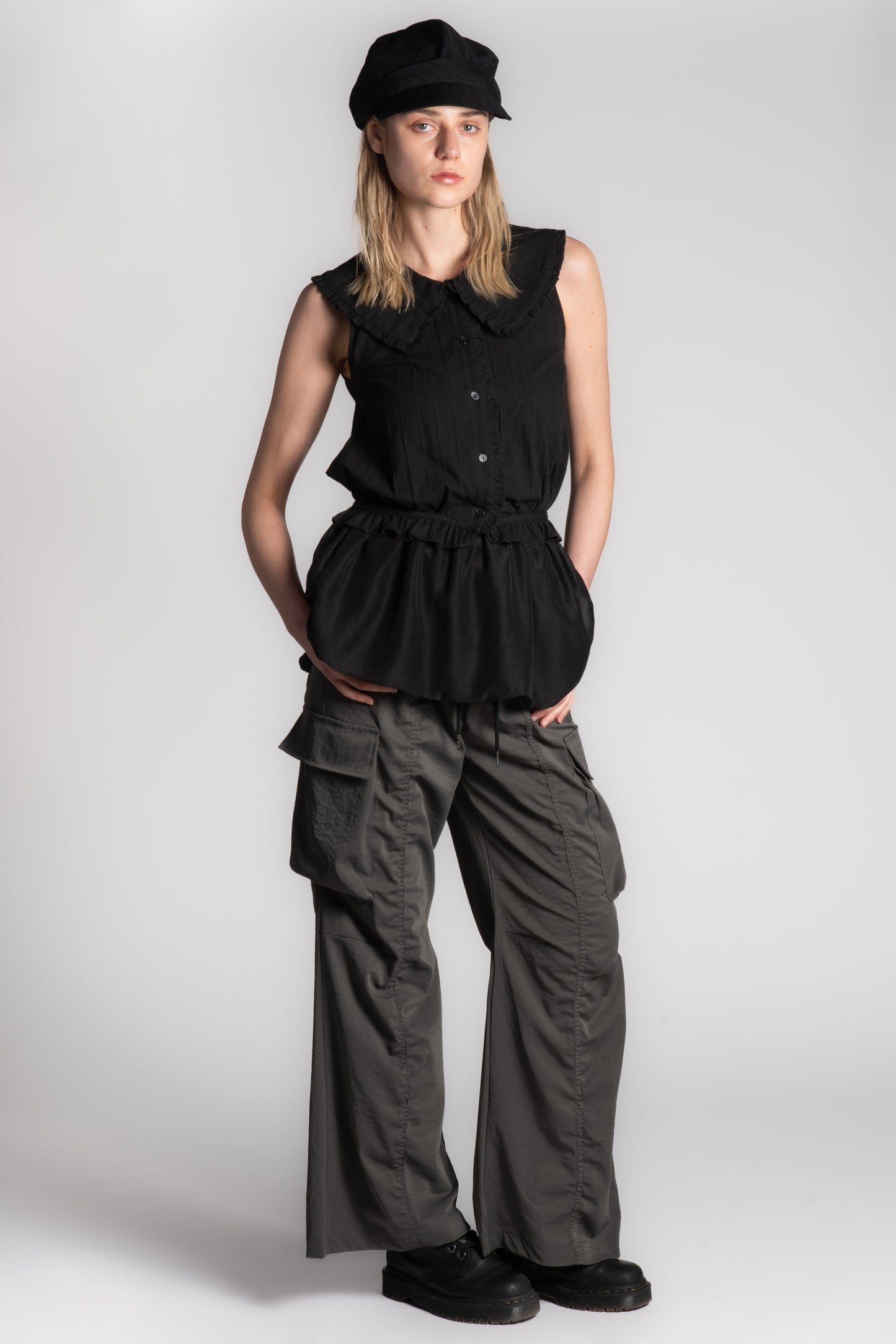 DARK GREY CARGO DRAWSTRING PANTS