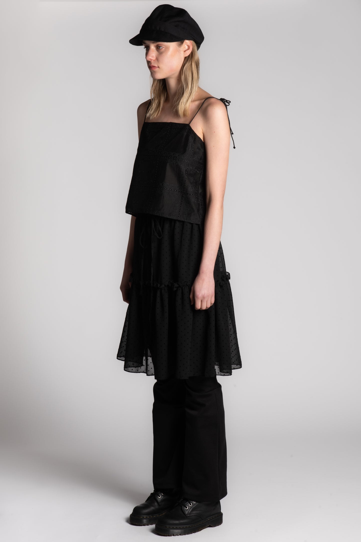 BLACK EMBROIDERY CAMI TOP