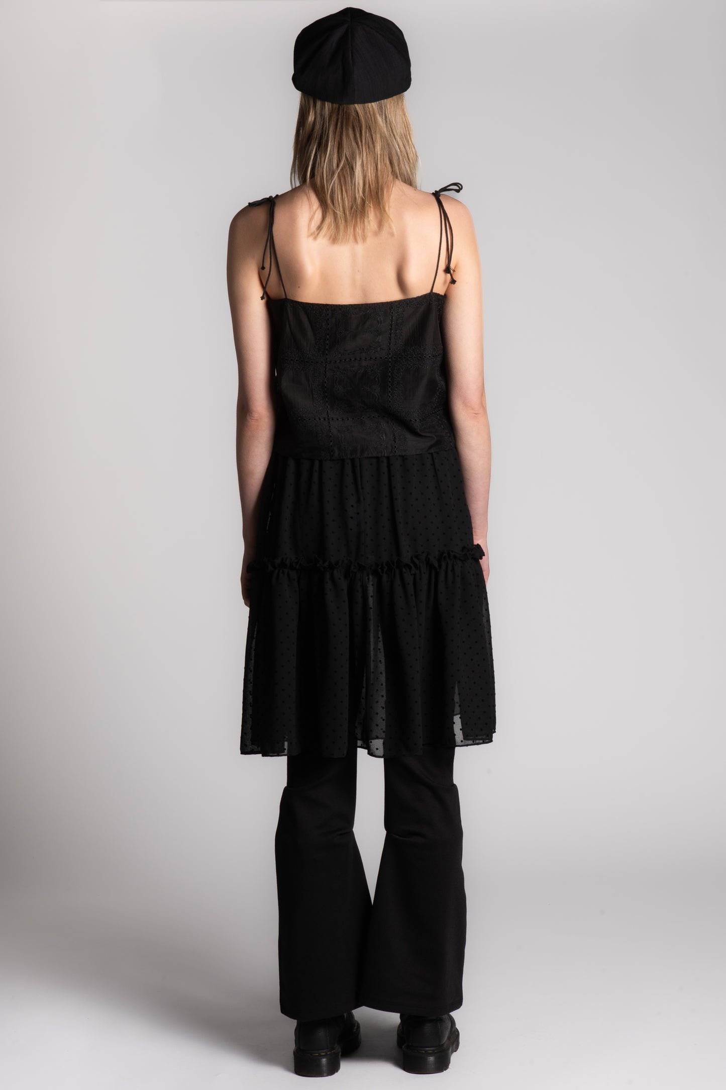 BLACK MESH DOTTED SKIRT