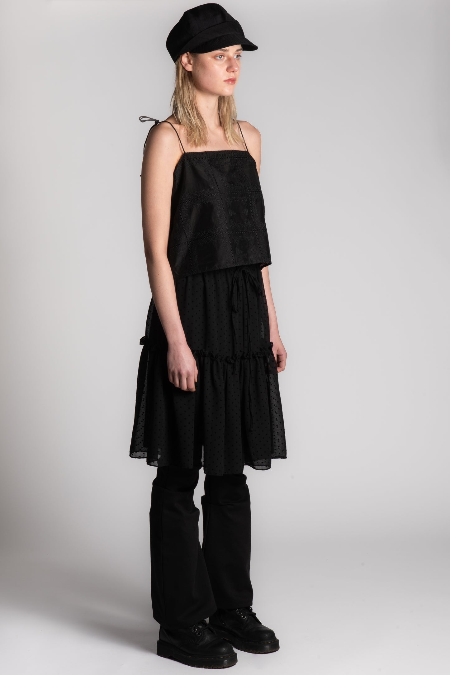 BLACK MESH DOTTED SKIRT