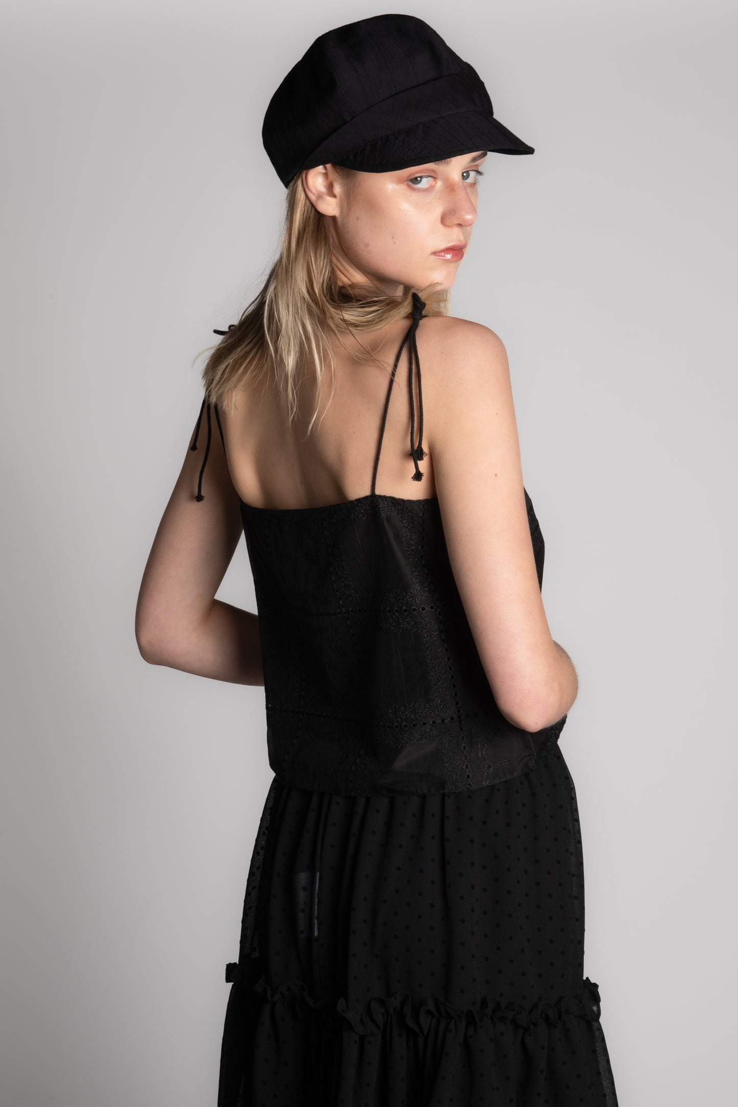 BLACK EMBROIDERY CAMI TOP