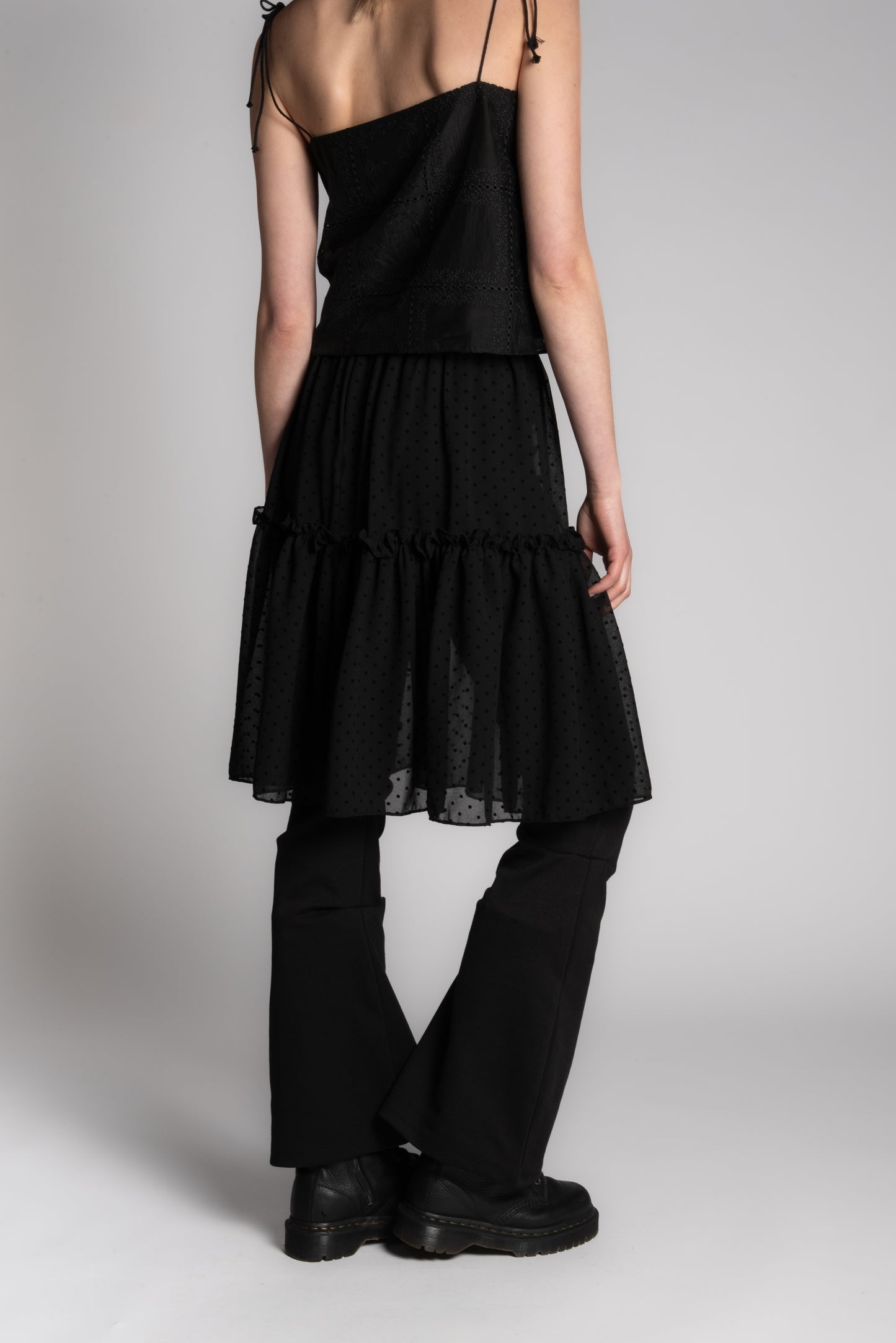BLACK MESH DOTTED SKIRT