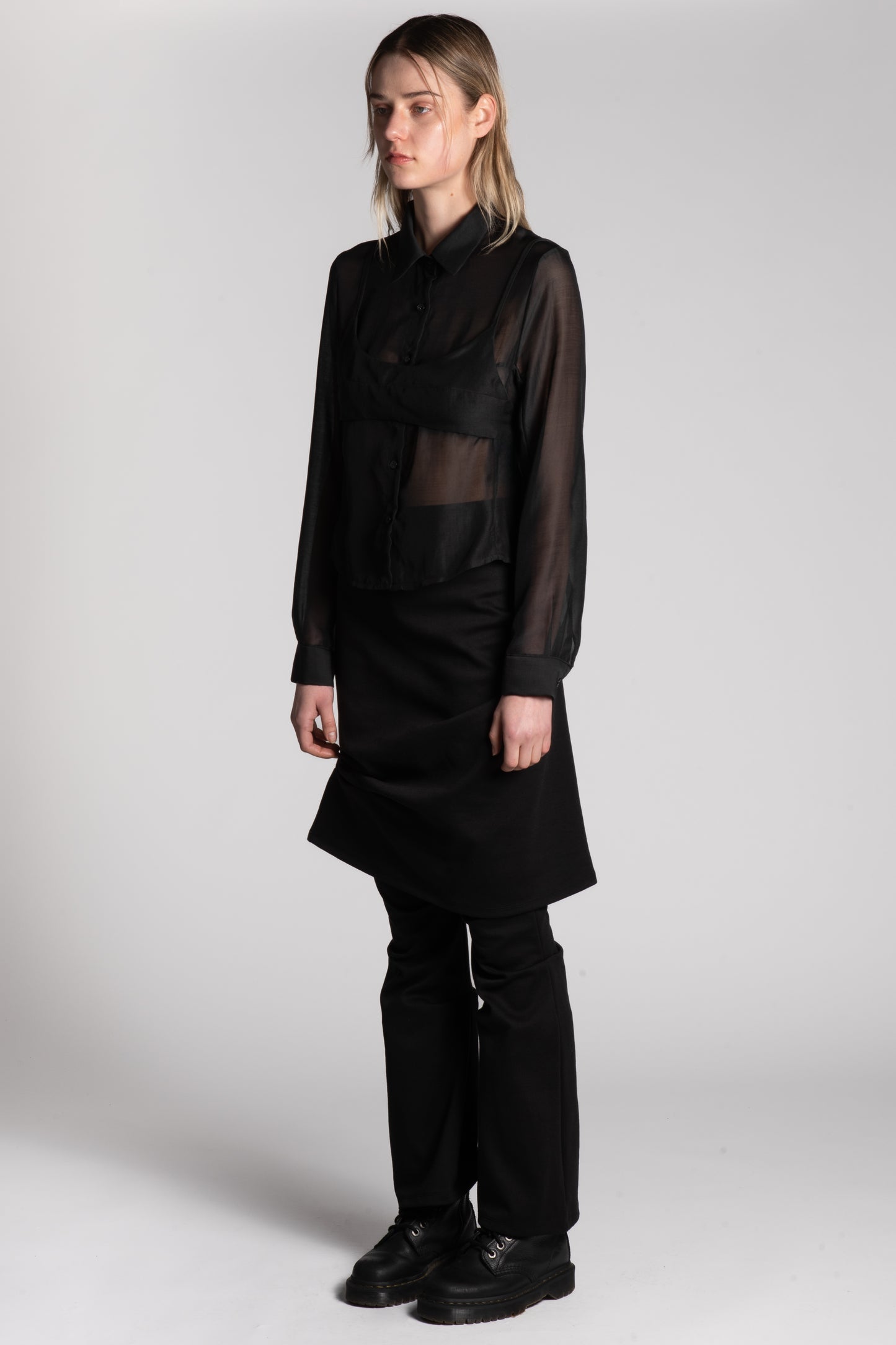 BLACK SHEER BLOUSE WITH BRA